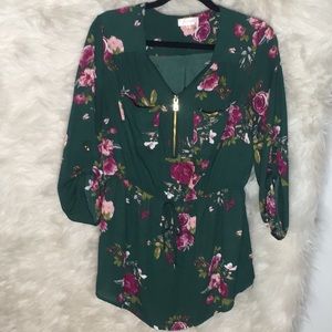 Floral print 3/4 sleeve casual top